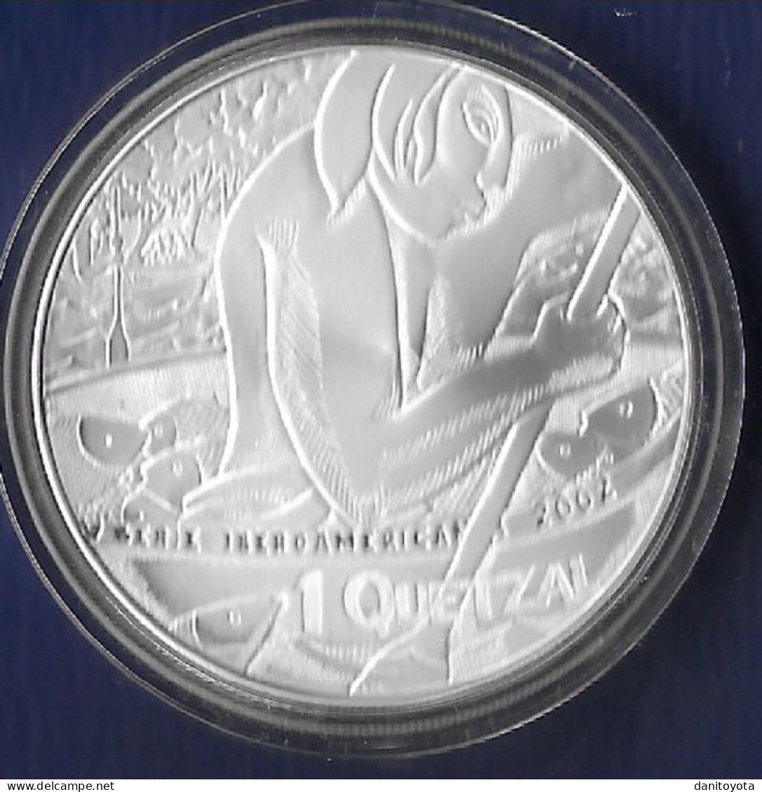 GUATEMALA AÑO 2002 1 QUETZAL PLATA " V SERIE IBEROAMERICANA" PESO 27,1 GR - Guatemala