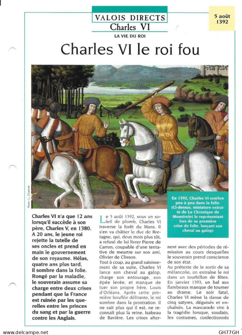 FICHE ATLAS: CHARLES VI LE ROI FOU -VALOIS DIRECTS - Historia
