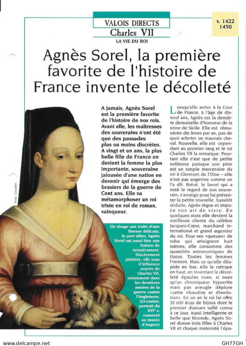 FICHE ATLAS: AGNES SOREL...INVENTE LE DECOLLETE -VALOIS DIRECTS - Historia