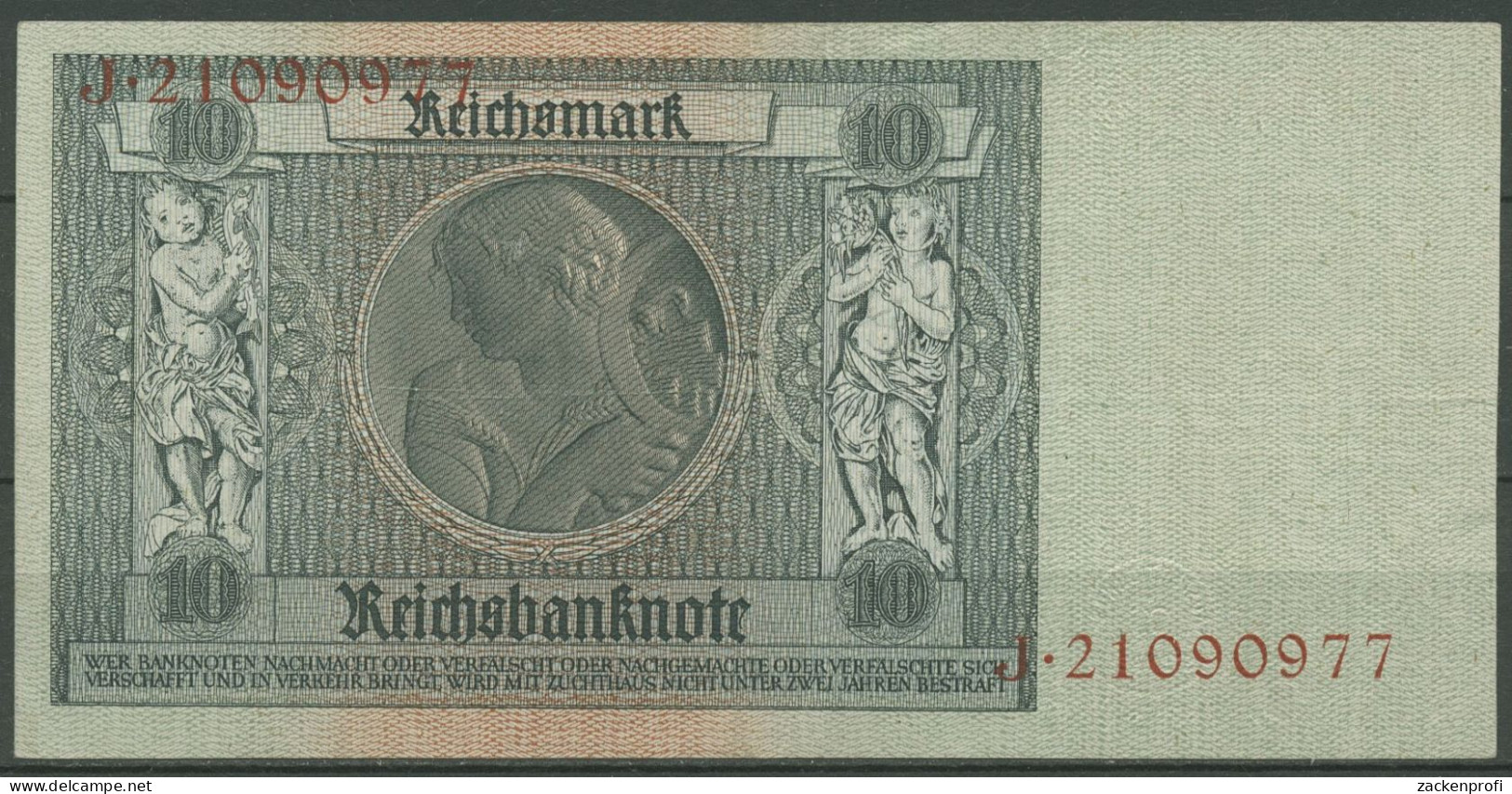 Dt. Reich 10 Reichsmark 1929, DEU-183b Serie E/J, Leicht Gebraucht (K1498) - 10 Mark