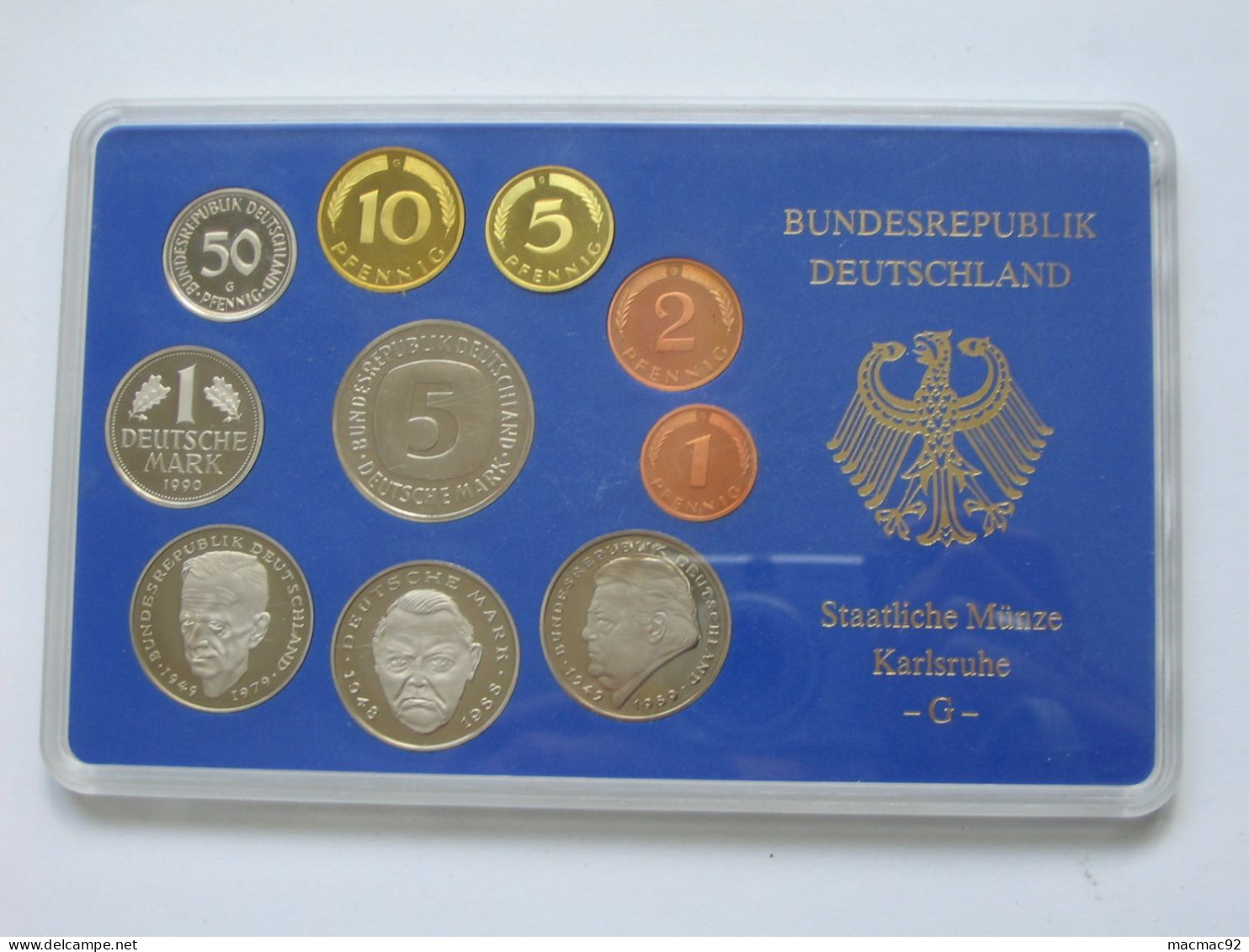 Allemagne Coffret Officiel BE PP Proof 1 Pfennig à 5 Mark 1990  Atelier G   **** EN ACHAT IMMEDIAT **** - Mint Sets & Proof Sets
