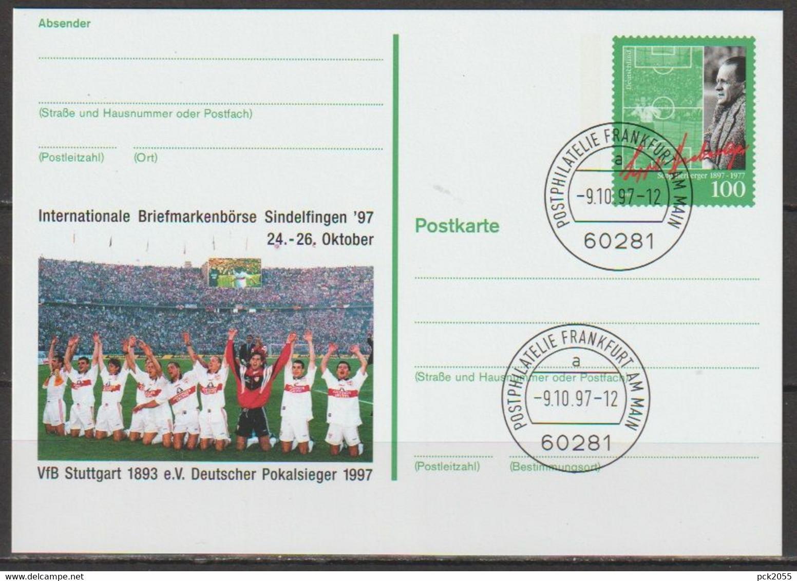 BRD Ganzsache 1997 PSo50 Briefmarkenbörse Sindelfingen EST. 9.10.97 Postphilatelie Frankfurt(d186)günstige Versandkosten - Postales - Usados