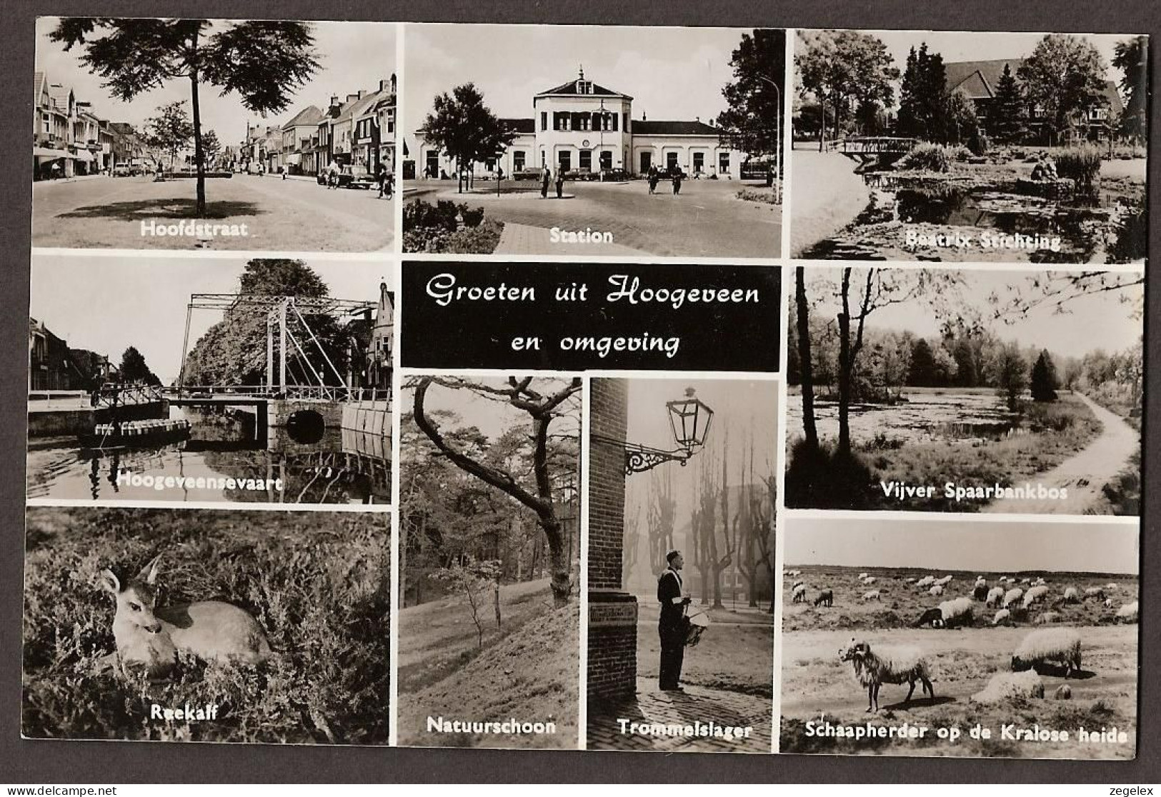 Hoogeveen 1961 Hoogeveense Vaart, Hoofdstraat, Station, Beatrix St. Spaarbankbos, Schaapherder Kralose Heide - Hoogeveen