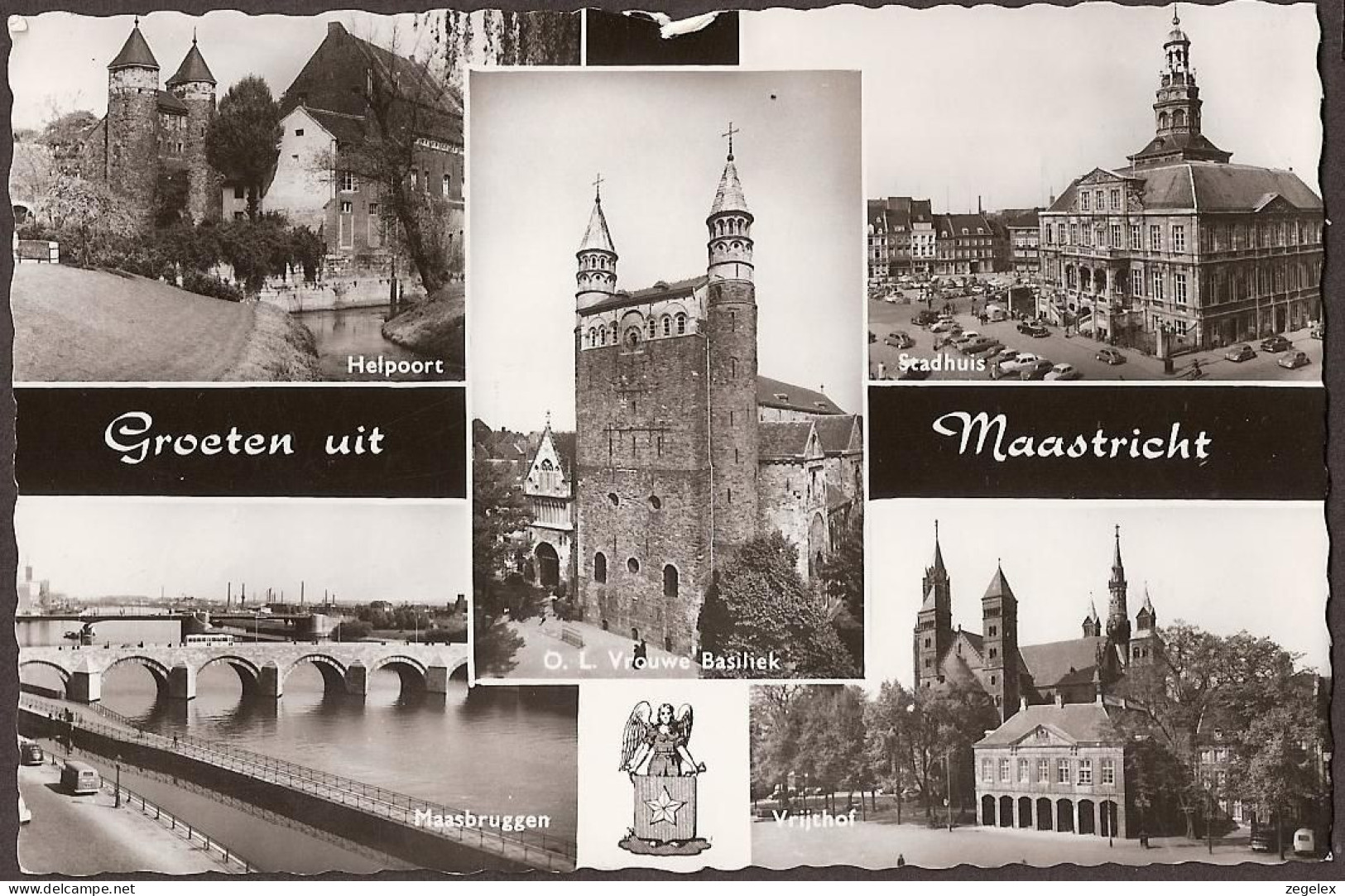 Maastricht - Helpoort, Stadhuis, O.L. Vrouwe Basiliek, Vrijthof, Maasbruggen - 1961 - Maastricht