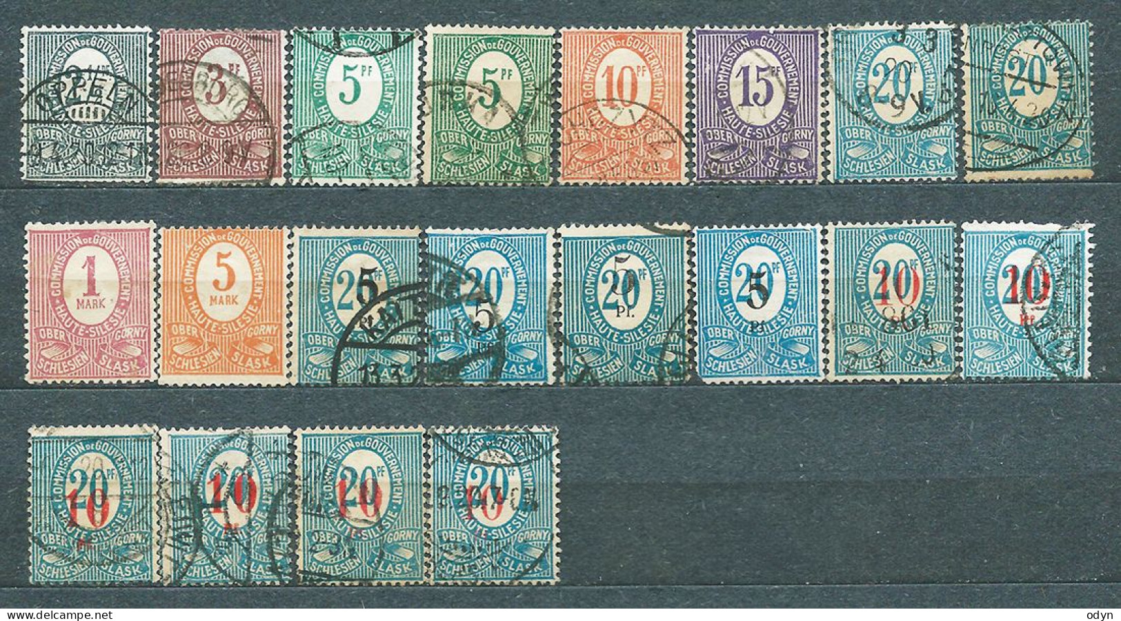 Plebiscite 1920, Upper Silesia, Lot Of 20 Stamps From Sets MiNr 1-9 & 10-12 - Used, Incl. 3 Unused Stamps Gratis! - Slesia