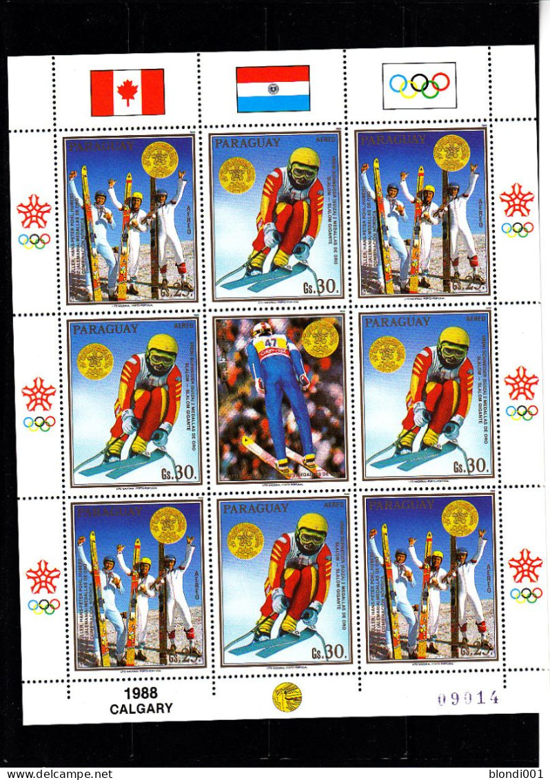 Olympics 1988 - Ski - PARAGUAY - Sheet MNH - Winter 1988: Calgary