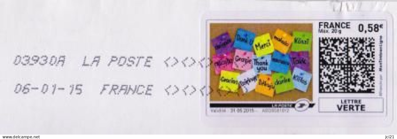 MON TIMBRE EN LIGNE " MERCI SUR POST-IT " (1588)_Ti1353 - Other & Unclassified