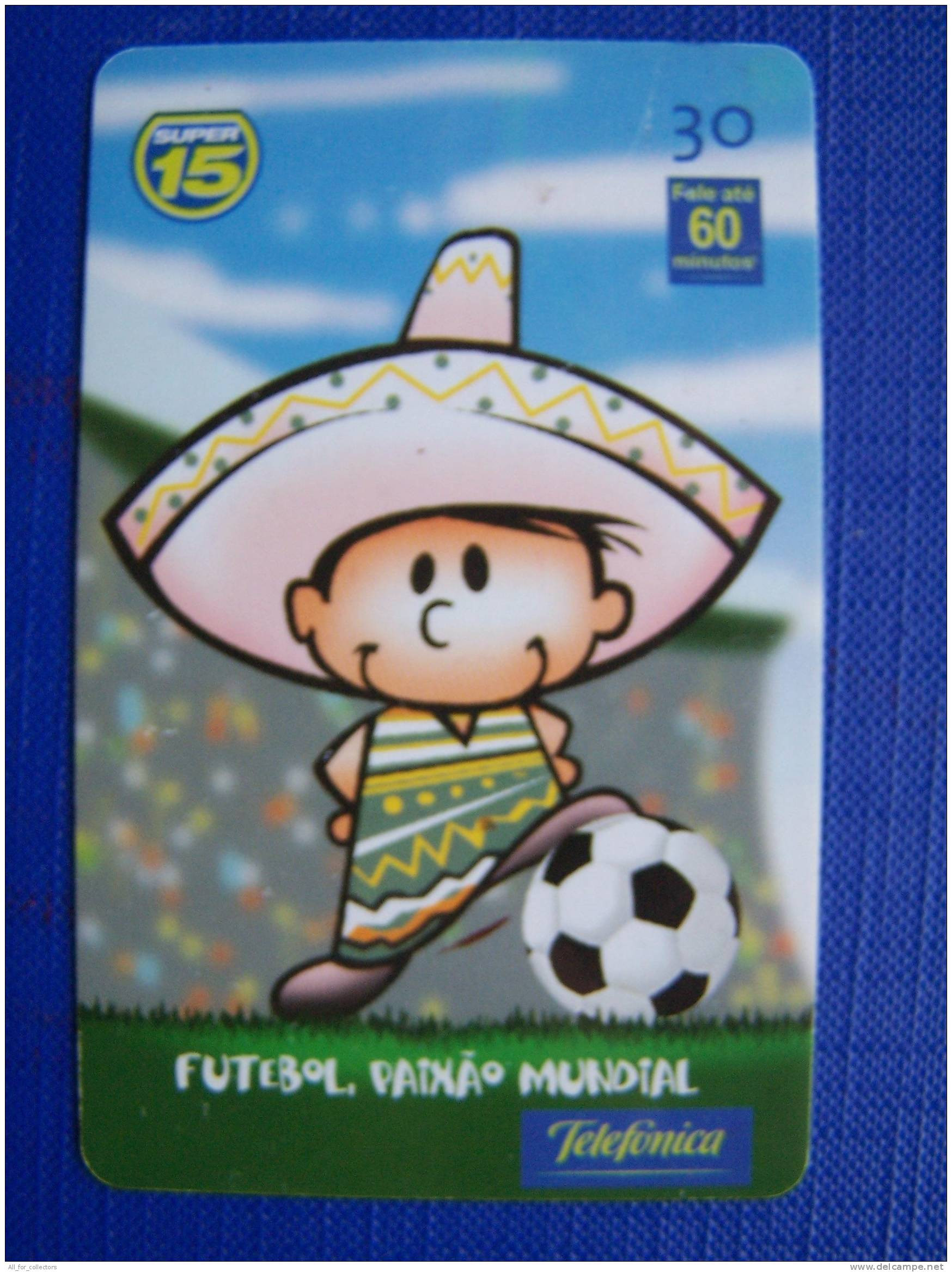 Sport, Soccer Football, Futbol, Brasil, Cartoon, Comics, Brazil, Phone Card, Telefonica, - Sport