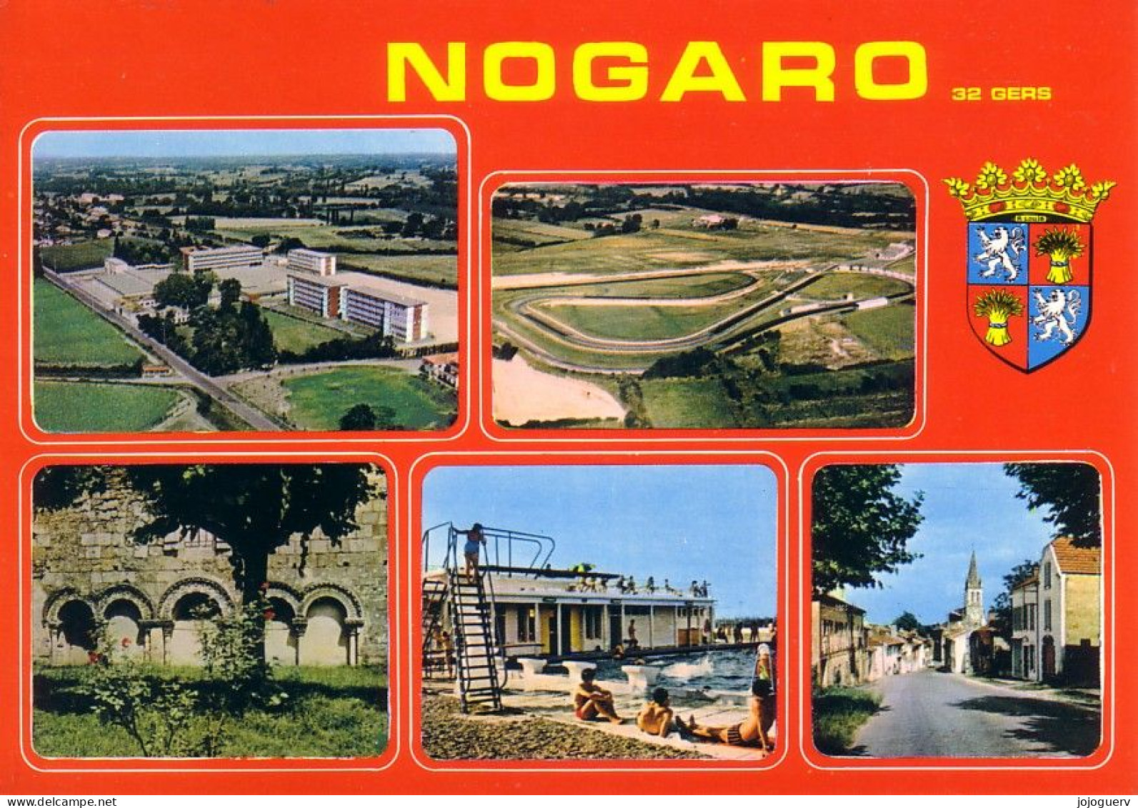 Nogaro 5 Vues Et Blason ( Piscine , Rue... - Nogaro