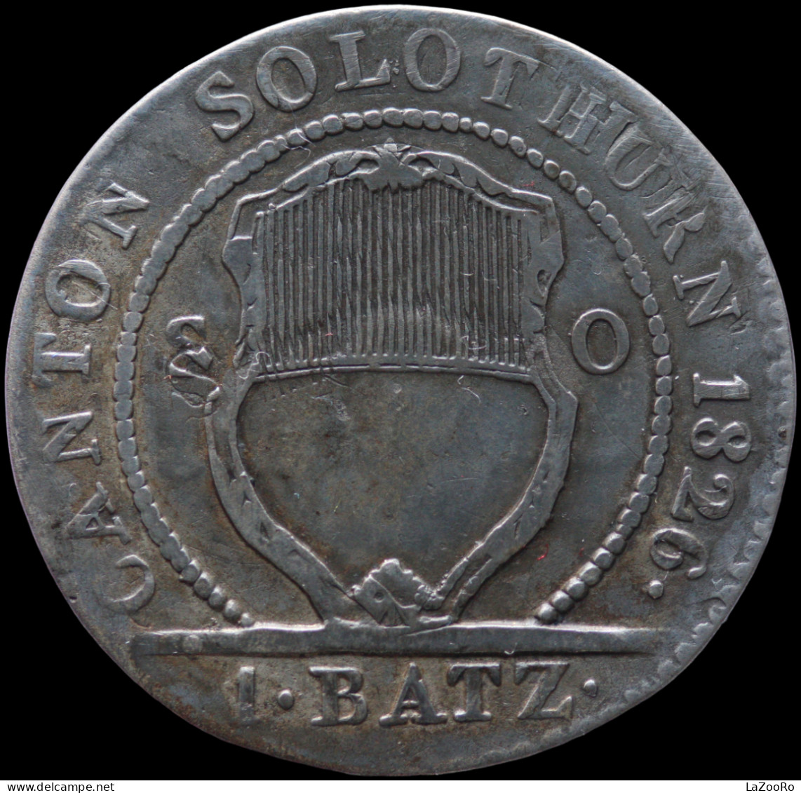 LaZooRo: Switzerland SOLOTHURN 1 Batzen 1826 XF Struck On Older Type - Silver - Solothurn