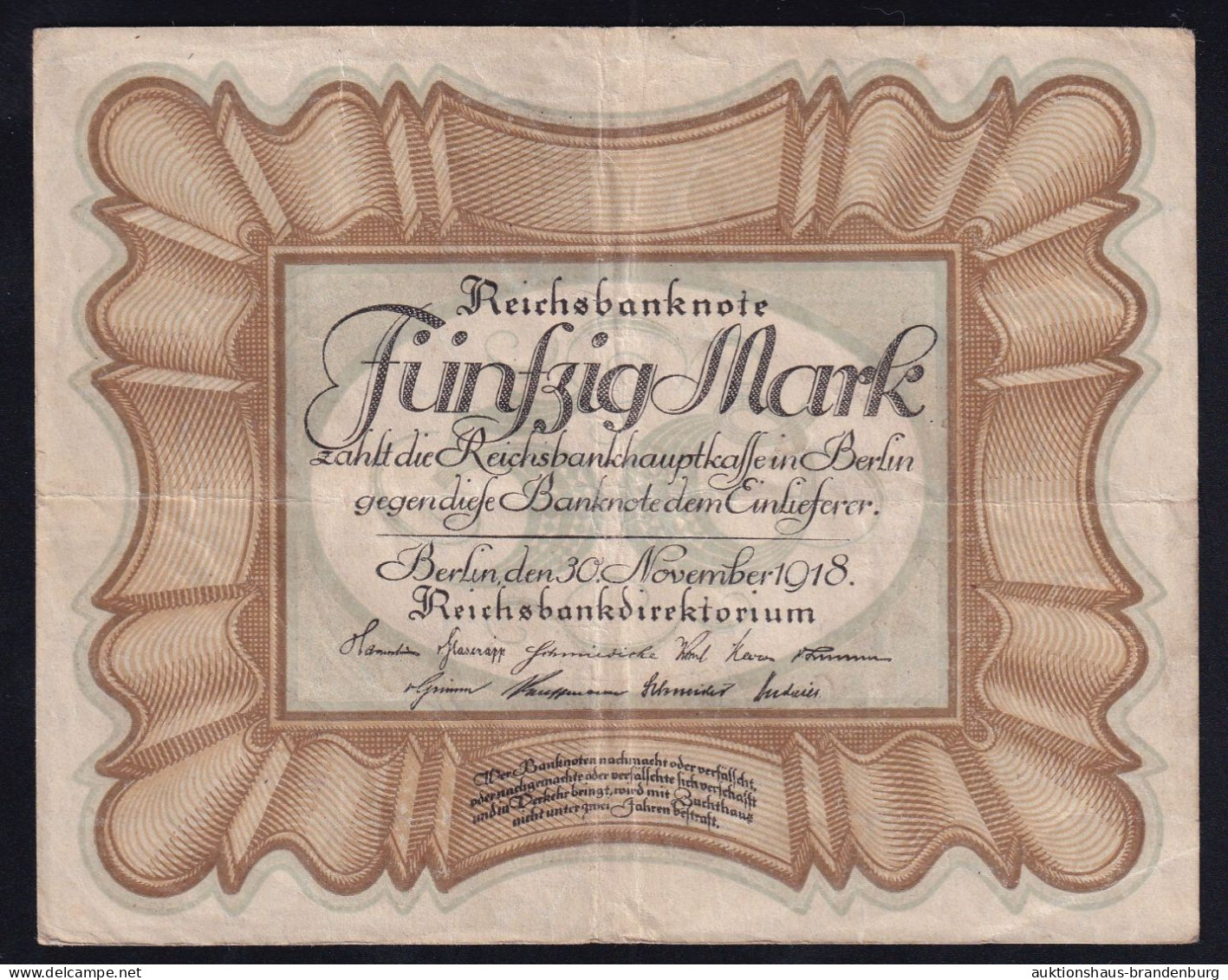 50 Mark 30.11.1918 - Serie J365 - Eierschein - Reichsbank (DEU-70b) - 50 Mark