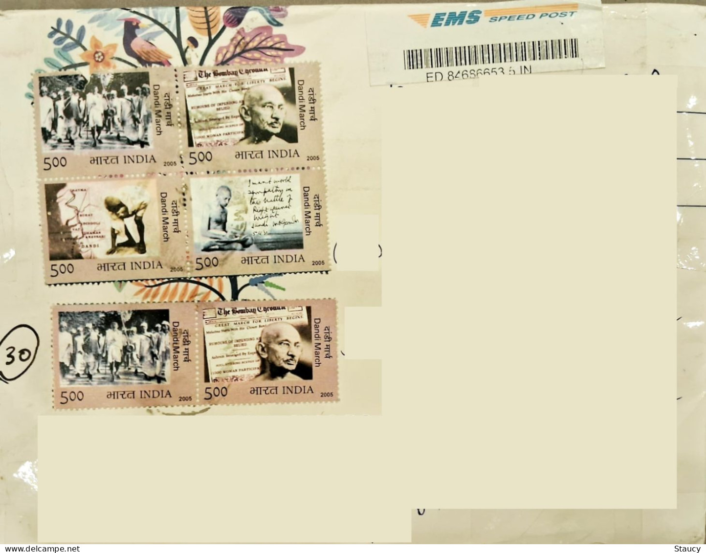 INDIA 2024 6 Mahatma Gandhi Stamps Franked On Registered Speed Post Cover As Per Scan - Covers & Documents