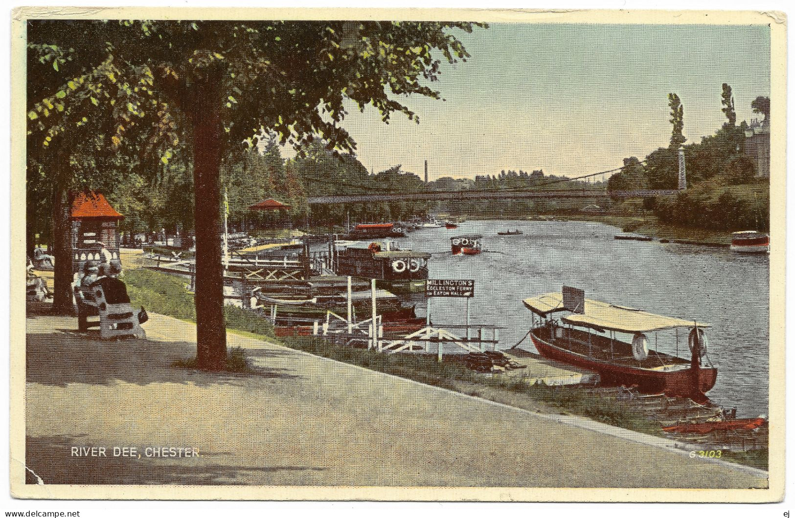 River Dee Chester Unused 1930's Valentine's - Chester