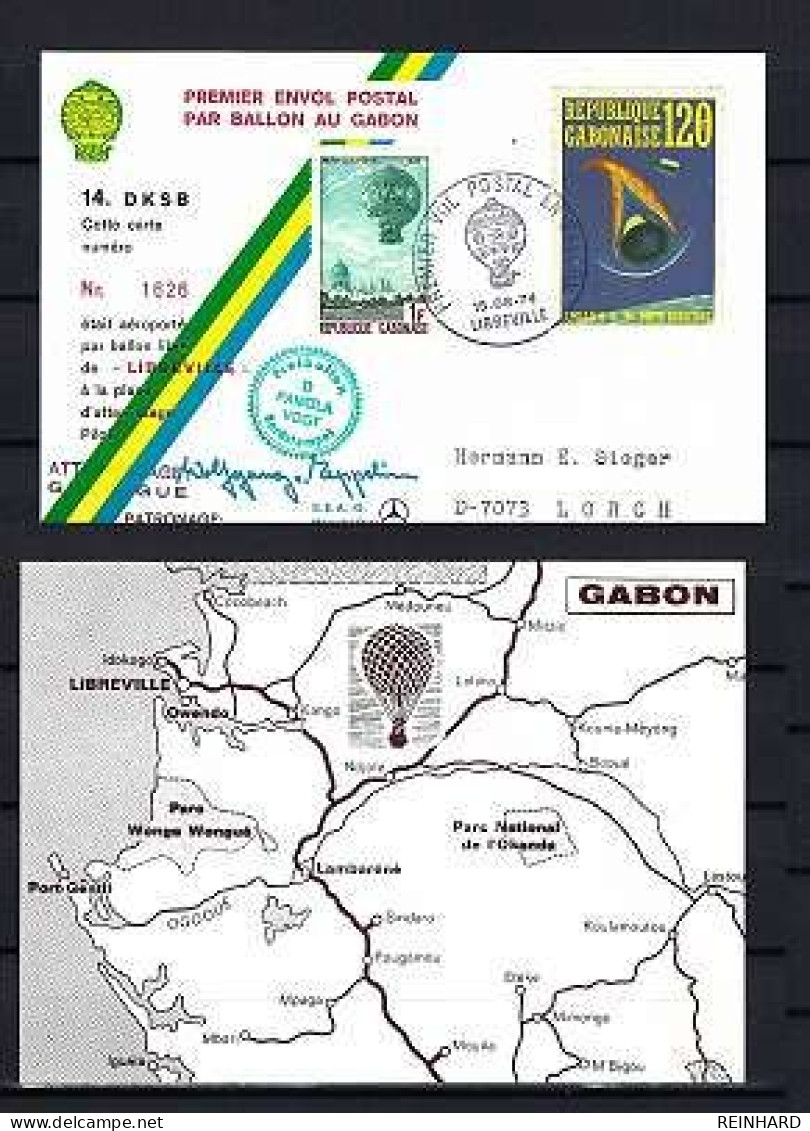 14. DEUTSCHER KINDERDORF SONDER-BALLONFLUG Mit Marke Apollo 14 GABUN - LIBREVILLE - GUE GUE 15.8.1974 - Siehe Bild - Covers & Documents