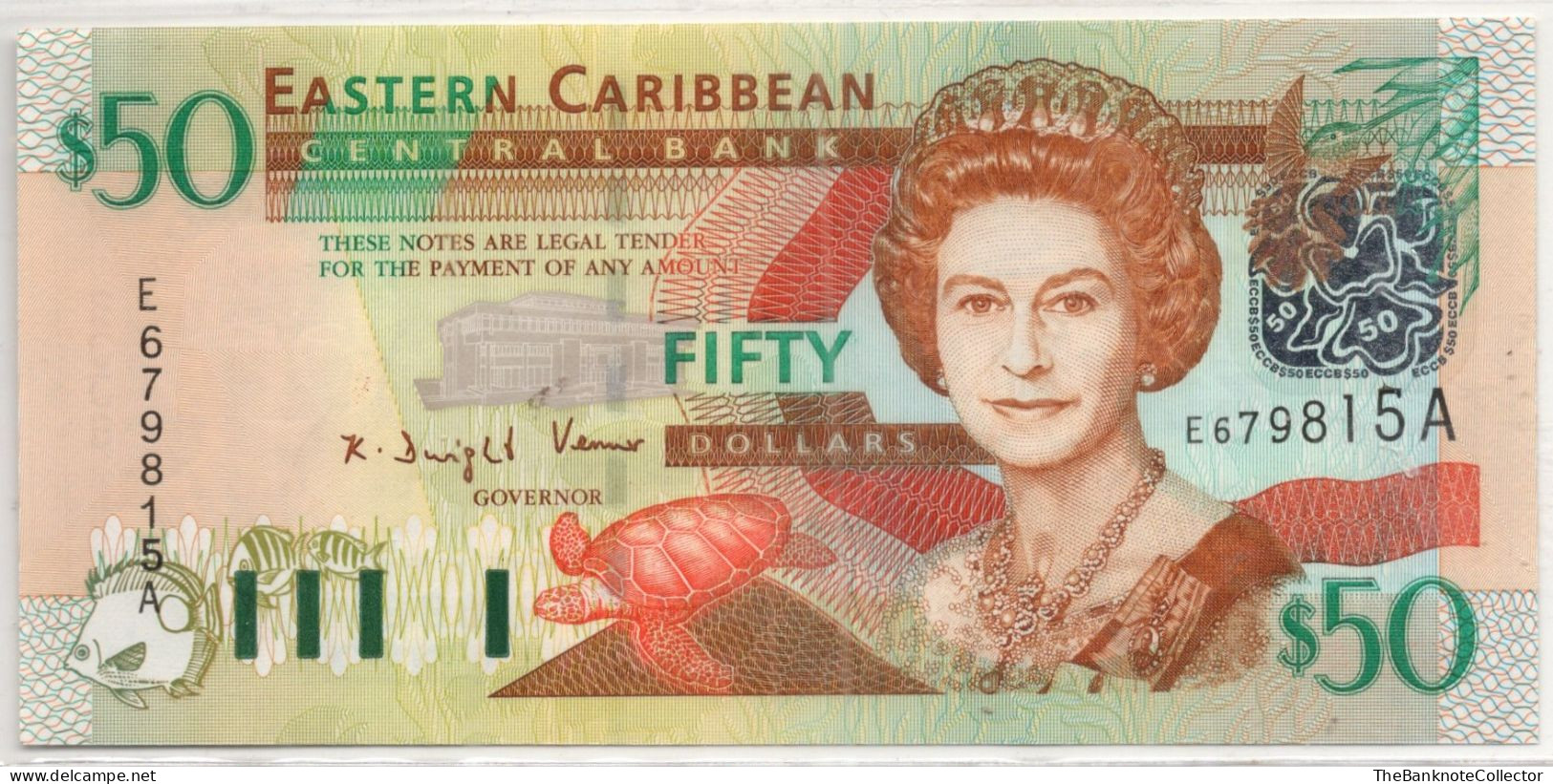 Eastern Caribbean 50 Dollars Antigua QEII P-40A ND 2000 UNC - East Carribeans