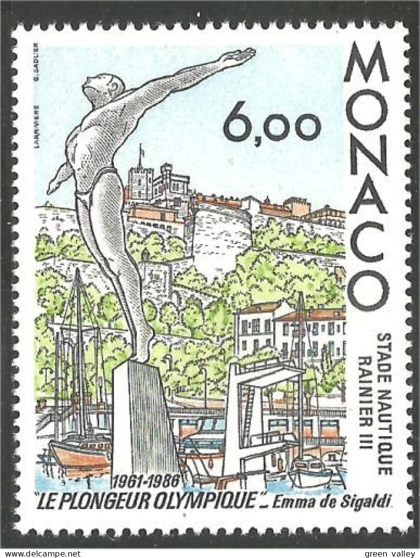 630 Monaco Yv 1549 Statue Plongeur Diver Diving Pongeon Natation Swimming MNH ** Neuf SC (MON-834b) - High Diving