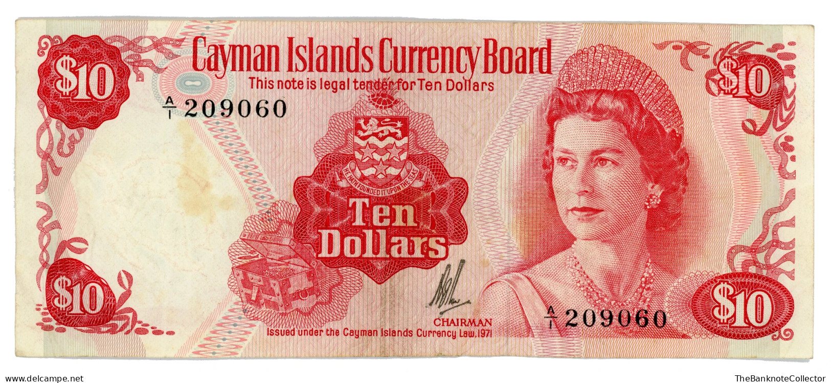 Cayman Islands 10 Dollars 1974 Series QEII P-7 Very Fine - Cayman Islands