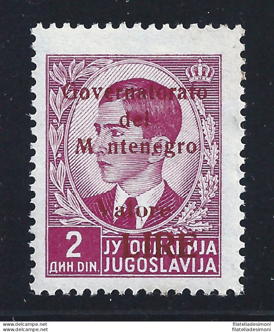 1942 MONTENEGRO, N° 52c , 2 Din Rosa Lilla , Soprastampa "M Ntenegro"  MLH* RAR - Sonstige & Ohne Zuordnung