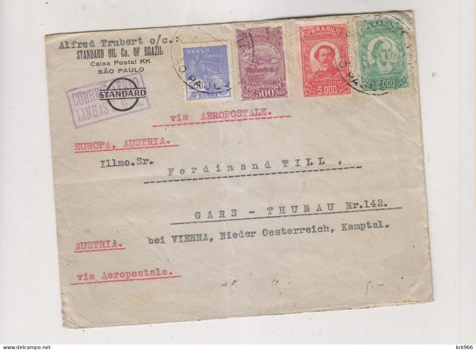 BRAZIL 1931  SAO PAULO Nice  Airmail Cover To Austria - Covers & Documents