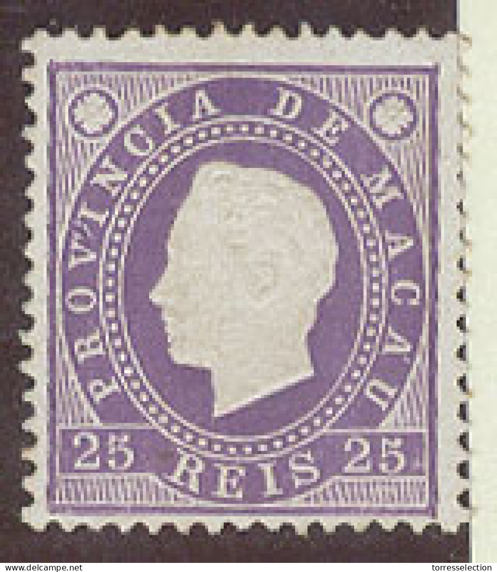 MACAU. 1887. Af 35 (x). 20rs Violet Perf 12 1/2. VF. - Autres & Non Classés