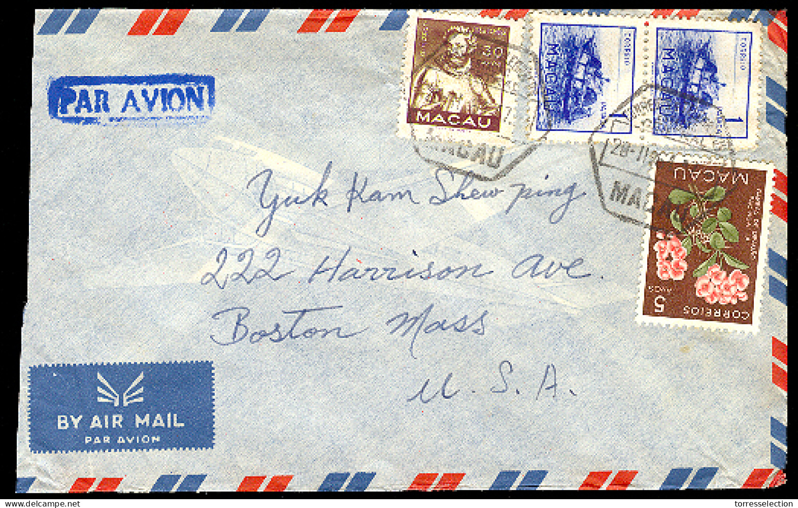 MACAU. 1961. Macau - USA. Airmail Multifkd Env. - Sonstige & Ohne Zuordnung