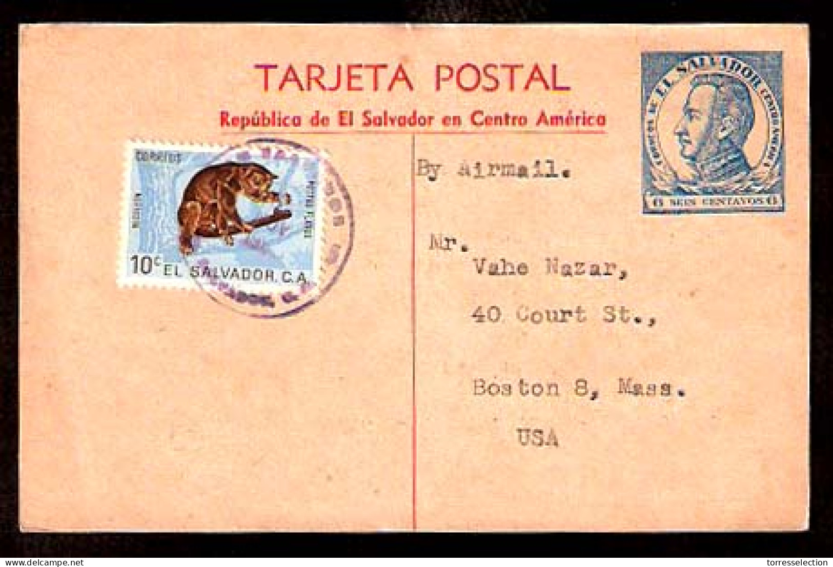 SALVADOR, EL. C.1960. Salvador - USA. Scarce Stat Card + Adtl. - Salvador