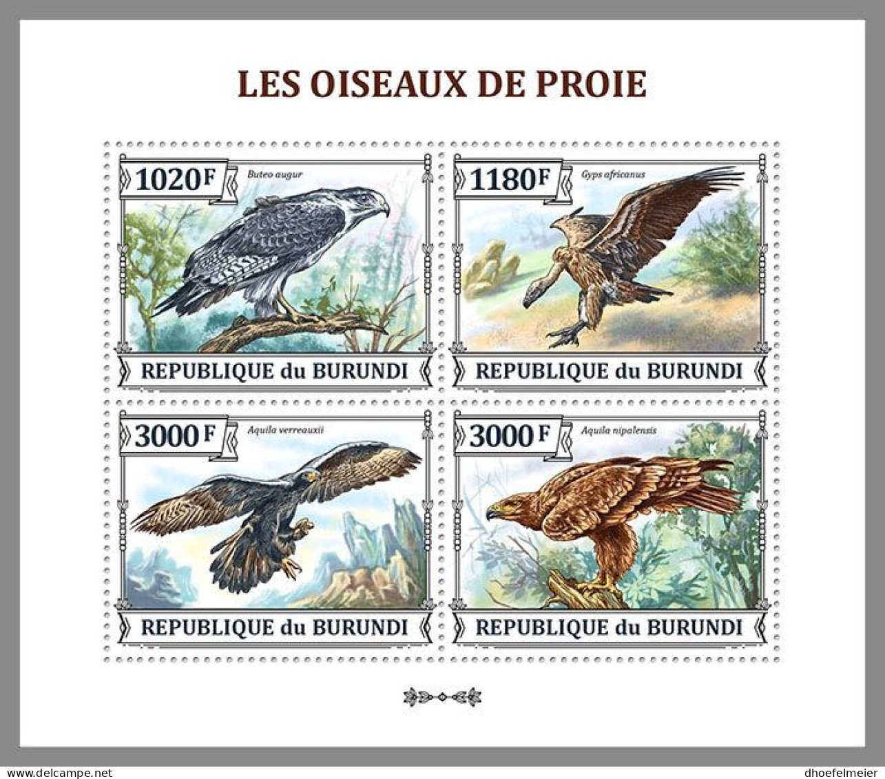 BURUNDI 2023 MNH Birds Of Prey Greifvögel Raubvögel M/S – OFFICIAL ISSUE – DHQ2412 - Águilas & Aves De Presa