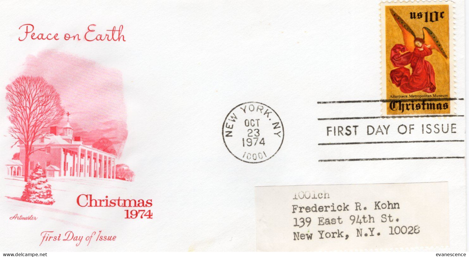 Premier Jour : First Day :  Peace On Earth Christmas 1974   ///   Ref.  Mars 24 /// BO. FE - 1971-1980