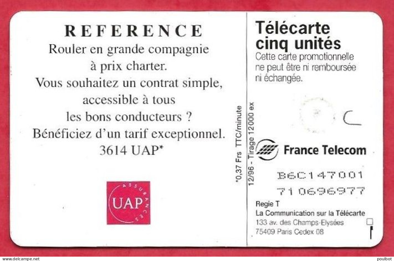 Télécarte 5U Gn 289 UAP  12 96 - 5 Einheiten