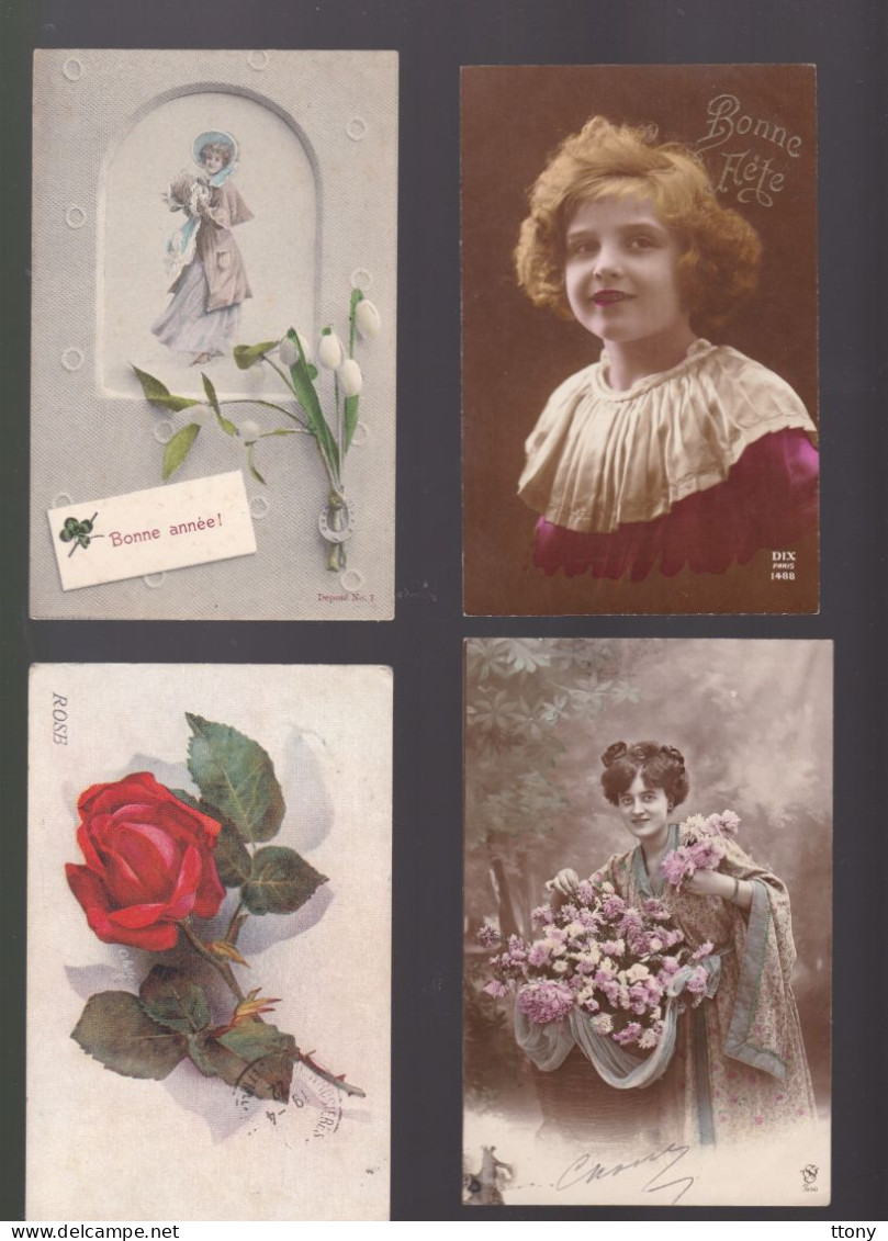 33 Cartes Postales  CPA  : Différents Thèmes  Enfants Fleurs  Femmes  : 6 Cartes Non Circulées - Collections & Lots