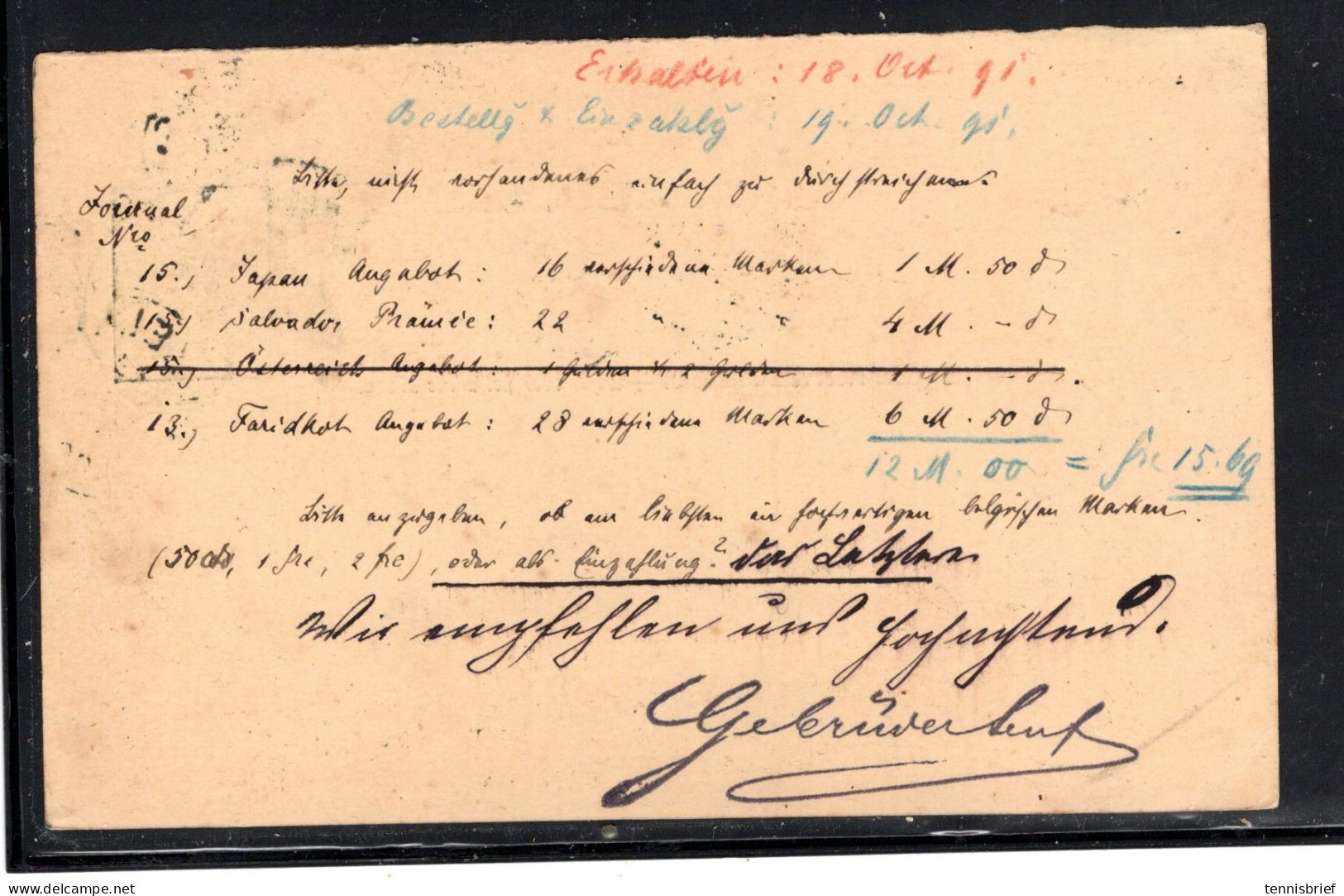 1891 ,5 C.sur Entier 5 C ,cachet Allemand " LEIPZIG " Tres Claire,carte Postal Reponse Retur A Bruxelles ,rare  #1578 - 1869-1888 Liggende Leeuw