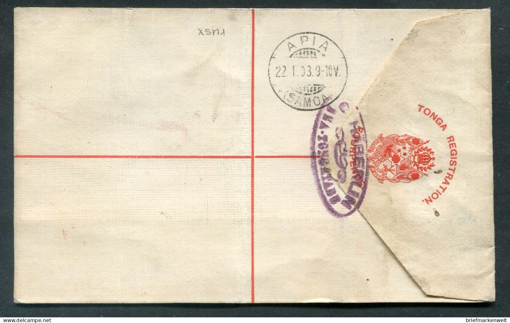 Samoa 1903 INCOMMING MAIL Aus Tonga SELTEN!!! (T9808 - Samoa