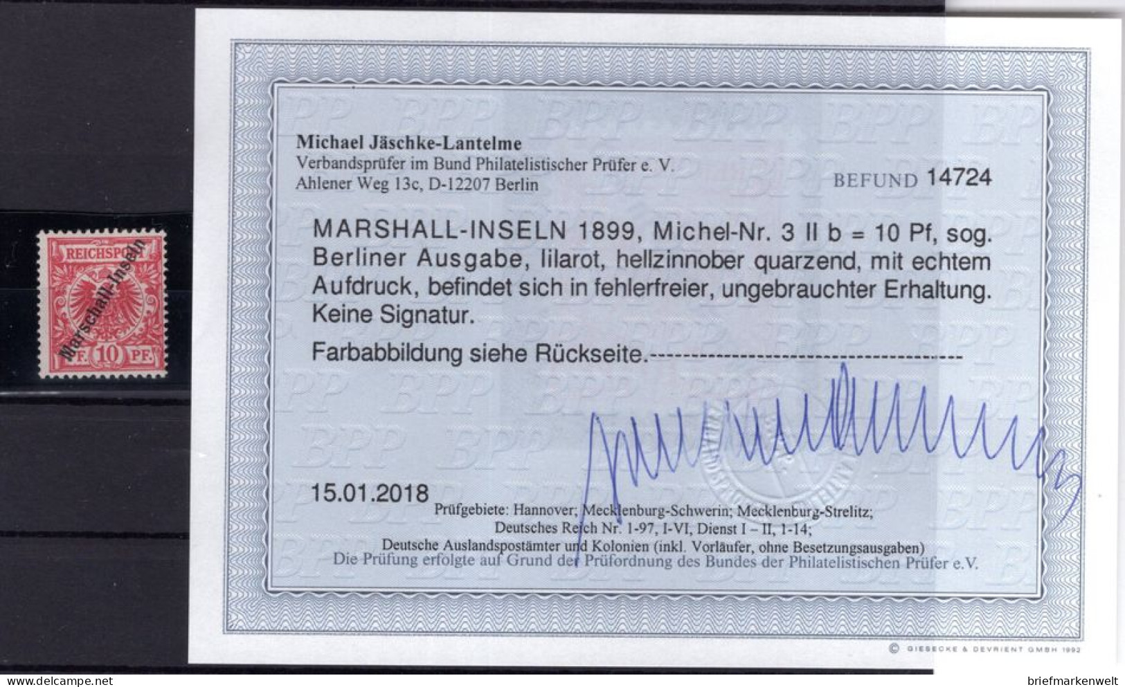 Marshall-I. 3IIb FARBE * MH BPP BEFUND 260EUR (T7751 - Marshall Islands