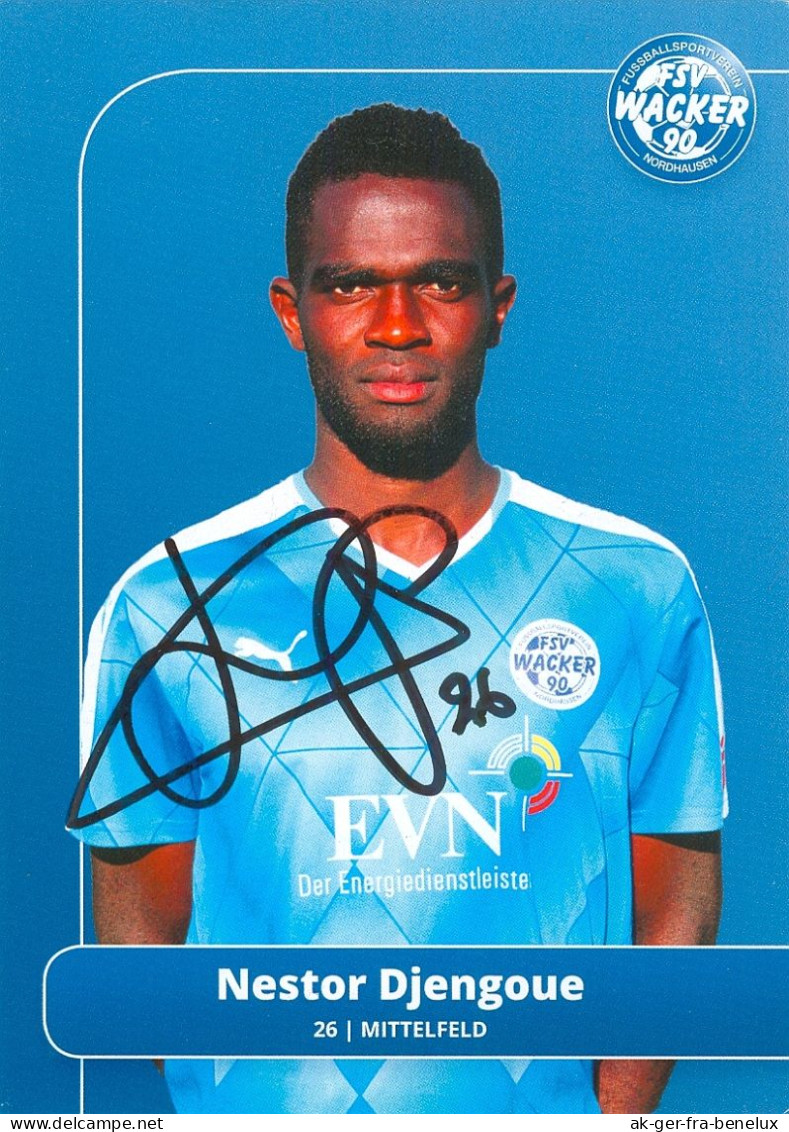 Fußball-Autogramm AK Nestor Djengoue FSV Wacker 90 Nordhausen 16-17 FC Energie Cottbus BFC Dynamo Berlin Lumezzane Motor - Autogramme