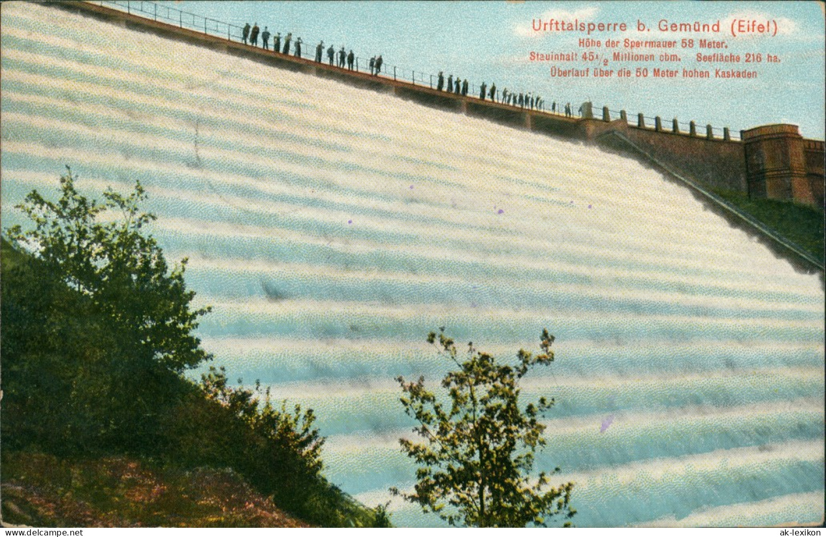 Ansichtskarte Schleiden-Gemünd Urfttalsperre - Überlauf 1911 - Schleiden