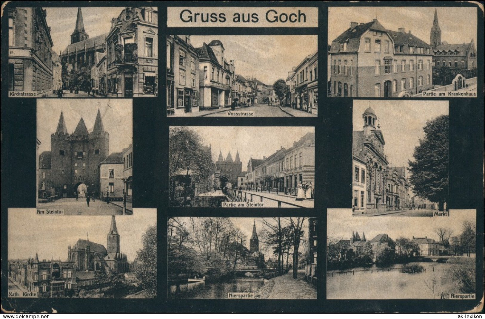Ansichtskarte Goch MB Vossstrasse, Kirchstrasse, Steintor 1915 - Goch
