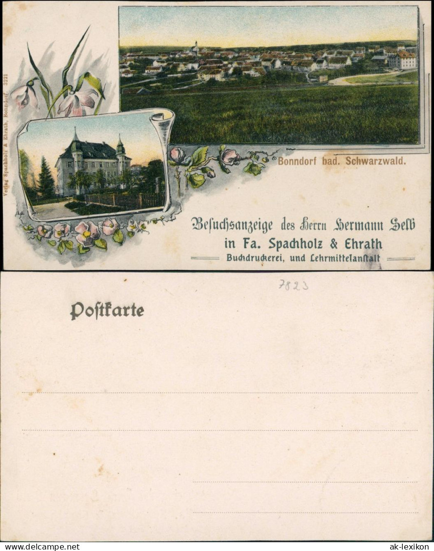 Ansichtskarte Bonndorf (Schwarzwald) 2 Bild: Totale, Gebäude 1913 - Bonndorf