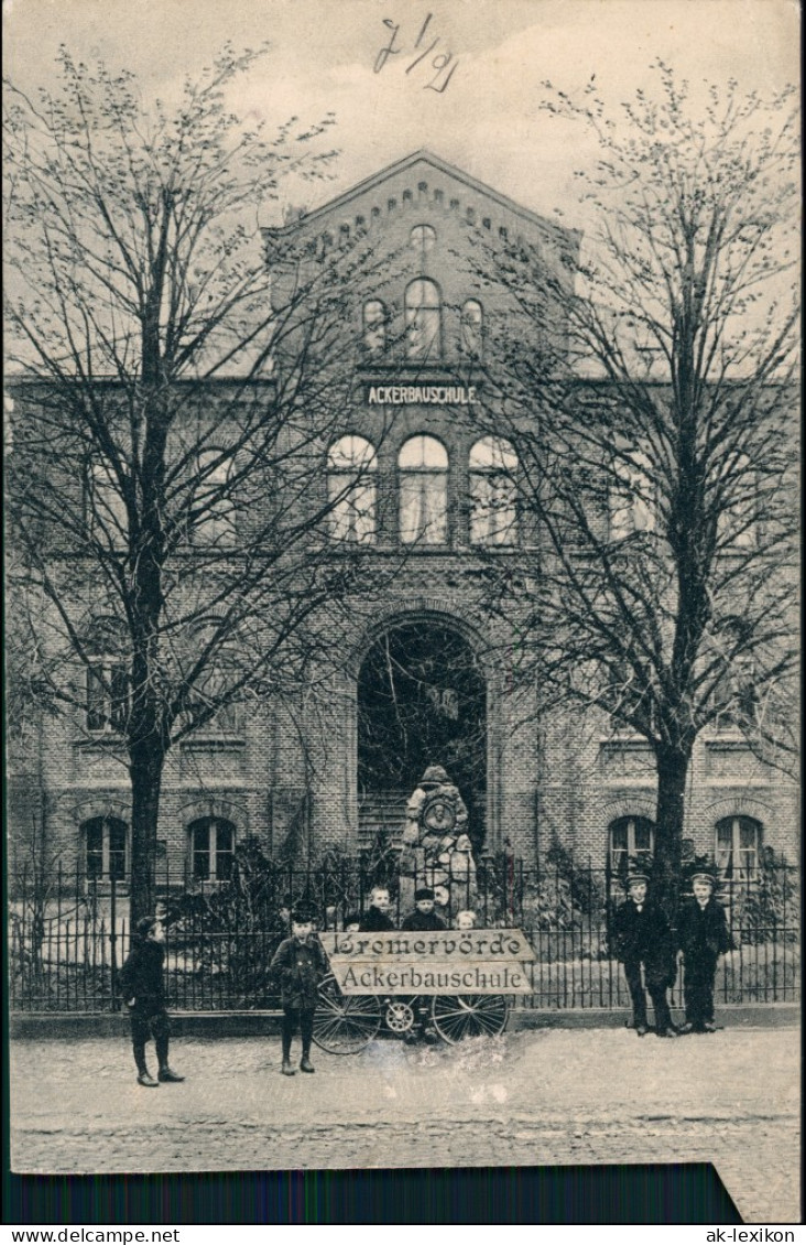 Ansichtskarte Bremervörde Kinder Mit Fahrrad Vor Der Ackerbauschule 1913 - Bremervoerde