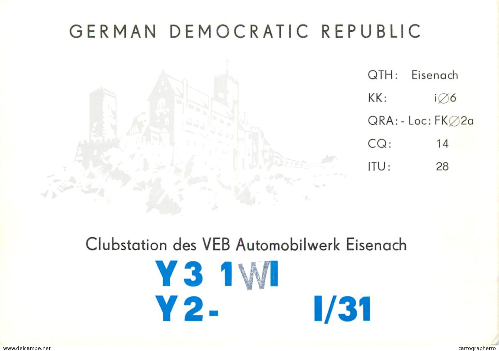 German Democtaric Republic Radio Amateur QSL Card Y31WI  Y03CD 1984 - Radio Amateur