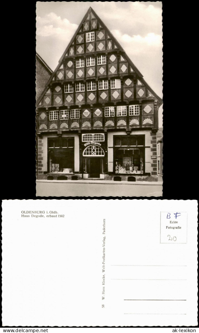Ansichtskarte Oldenburg Haus Degode, Erbaut 1502 (kleines Geschäft) 1960 - Oldenburg