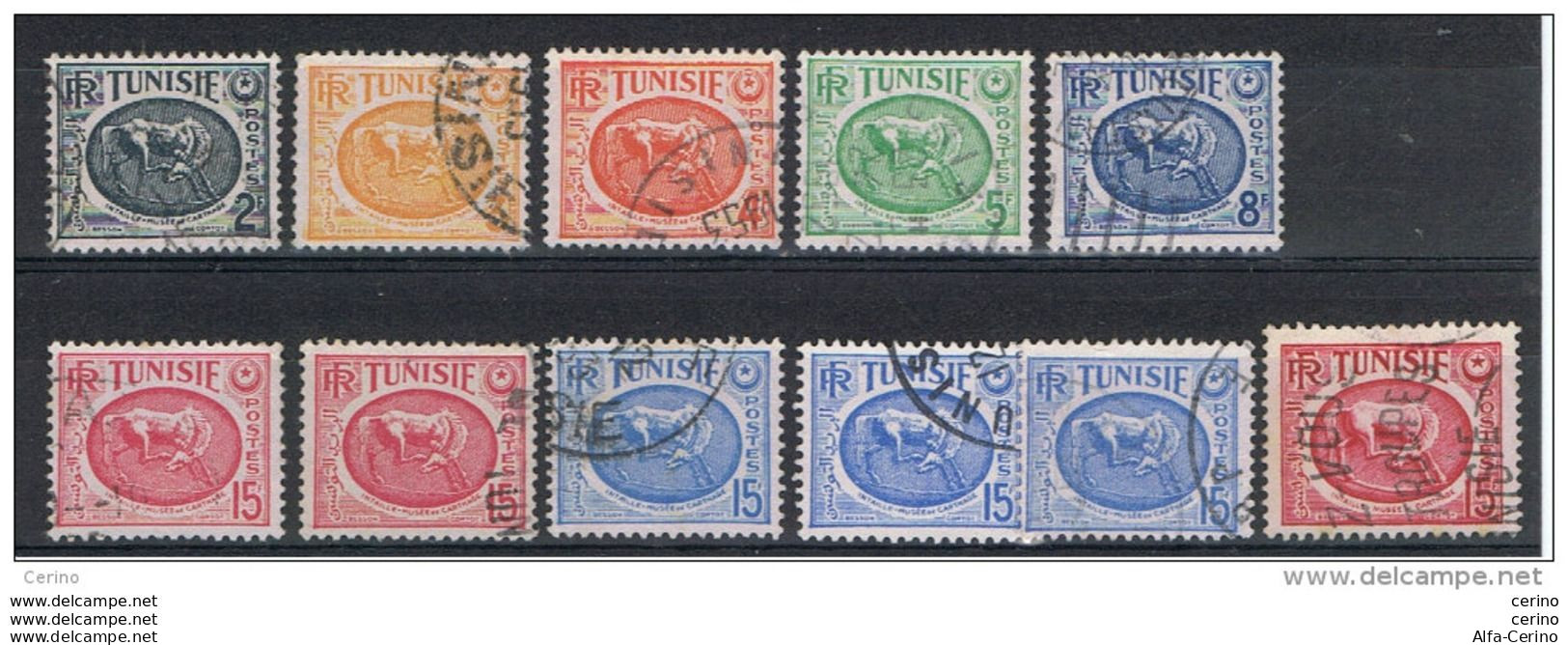 TUNISIA:  1950/53  MUSEO  -  INSIEME  11  VAL. US. -  YV/TELL. 340//345 - Used Stamps