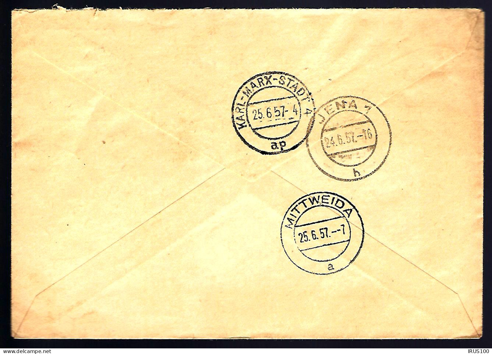 LETTRE EN PROVENANCE DE  THÜRINGEN - JENA - JUMELLES - FERNSTECHER ZEISS - 1957 -  - Maschinenstempel (EMA)