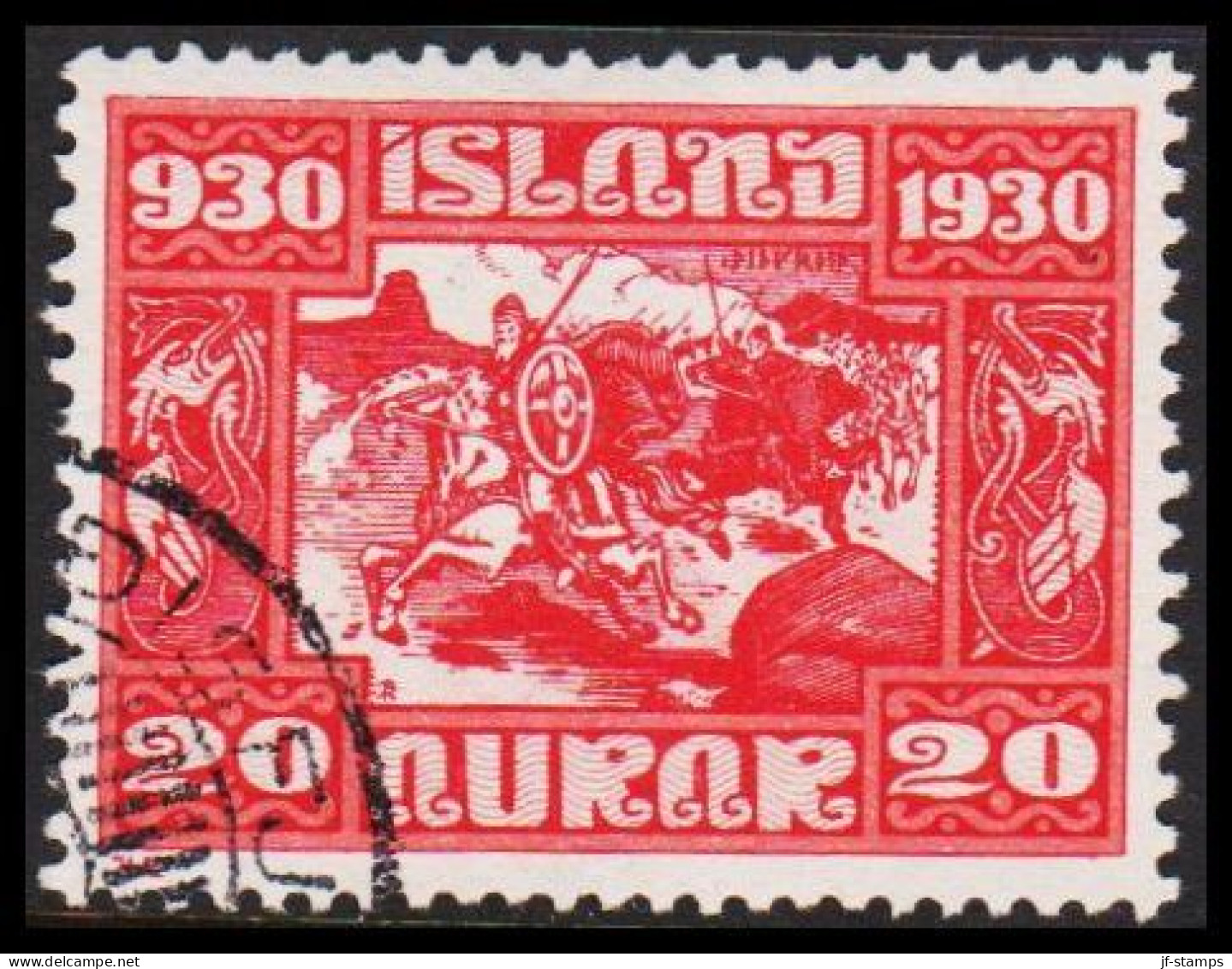 1930. The Parliament. Alltinget. 20 Aur Red (Michel 130) - JF543746 - Used Stamps