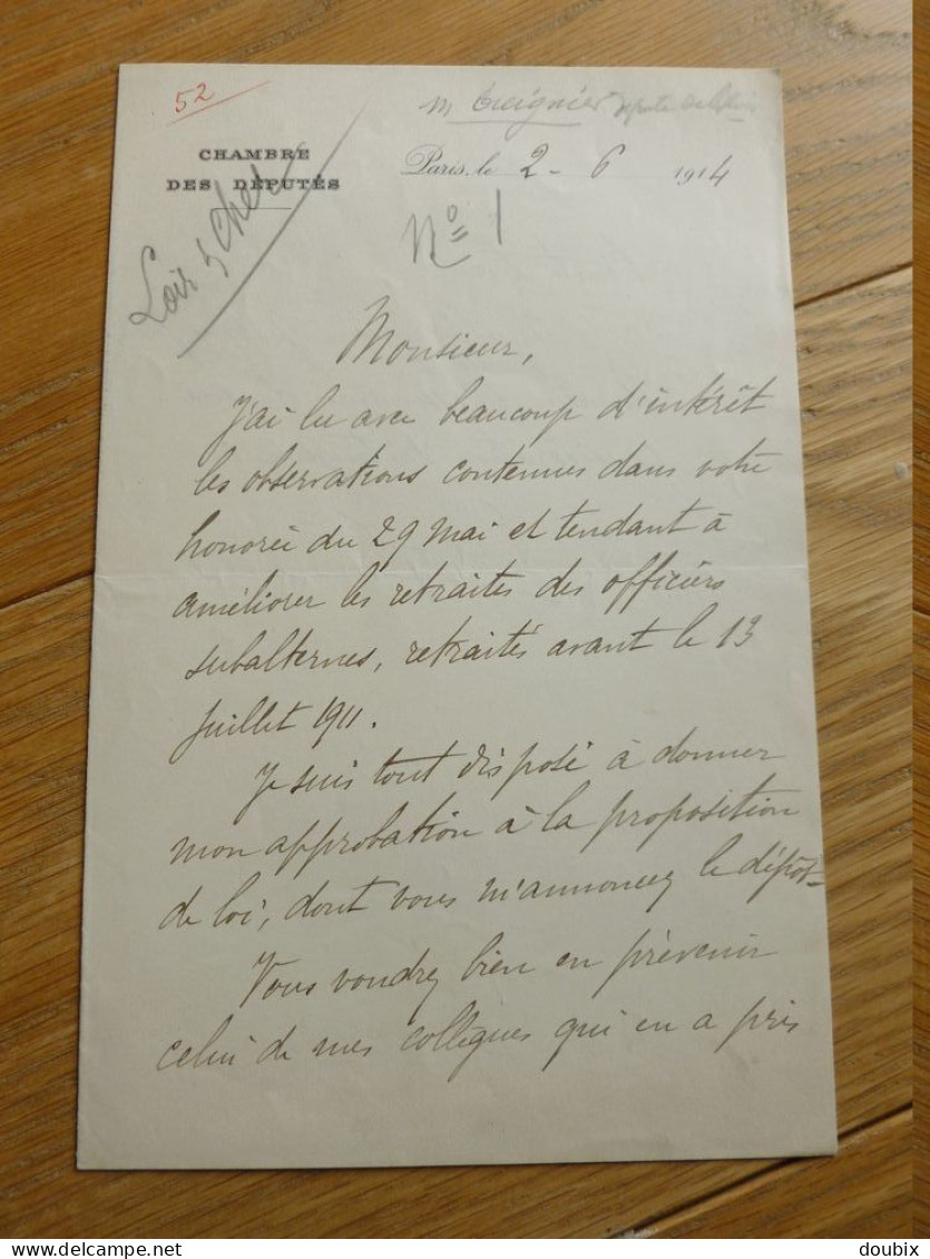 Eugène TREIGNIER (1853-1919) Député BLOIS. Loir Et Cher. Suèvres. AUTOGRAPHE - Historical Figures