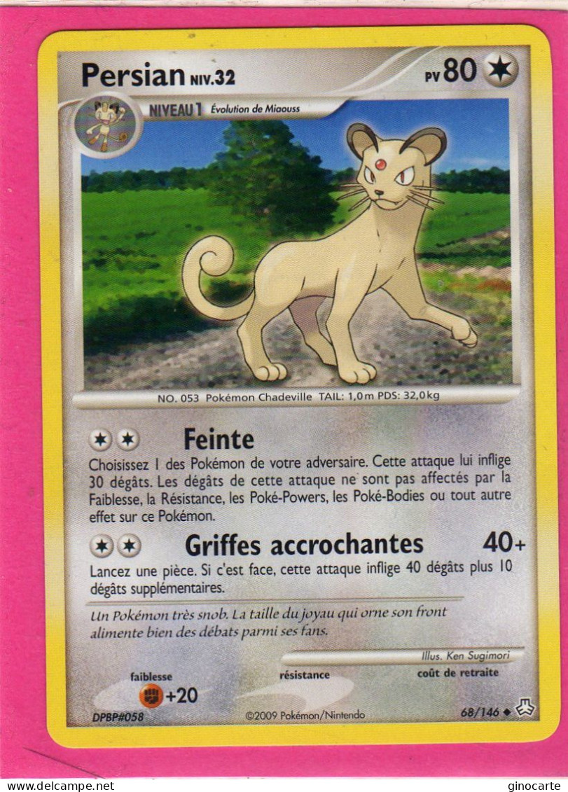 Carte Pokemon 2009 Diamant Et Perle Eveil De Legende 68/146 Persian 80pv Neuve - Diamant & Perle