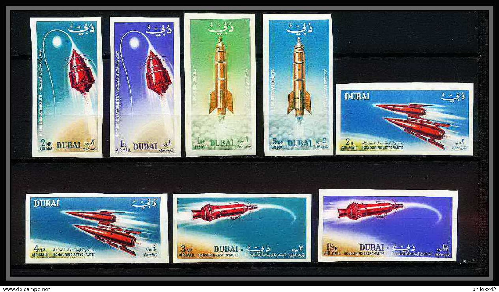 777 Dubai MNH ** Mi N° 71 / 78 B Espace Space Travel Spacecraft Non Dentelé (Imperf) - Dubai