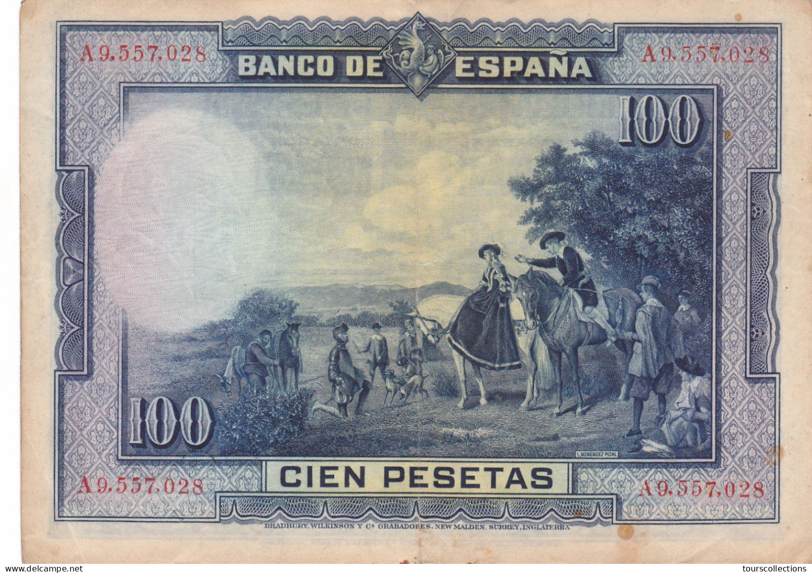 ESPAGNE - 100 PESETAS 1928 - CERVANTES N° Série A9557028 - 100 Pesetas