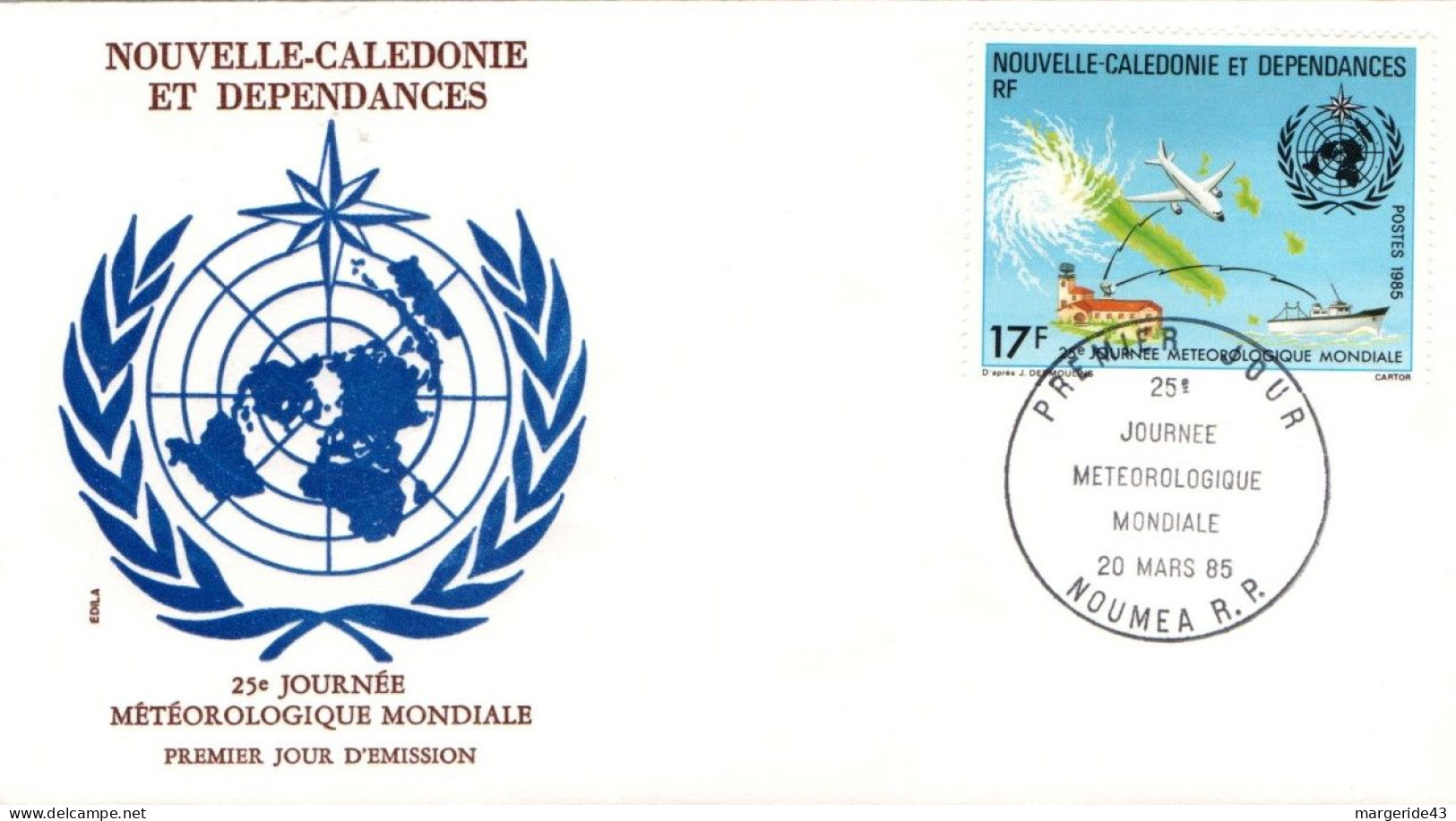 NOUVELLE CALEDONIE FDC 1985 JOURNEE METEOROLOGIQUE MONDIALE - FDC