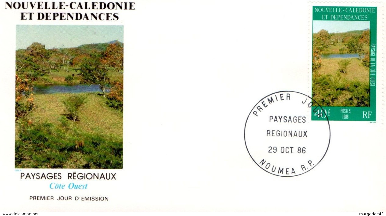 NOUVELLE CALEDONIE FDC 1986 PAYSAGES REGIONAUX - FDC