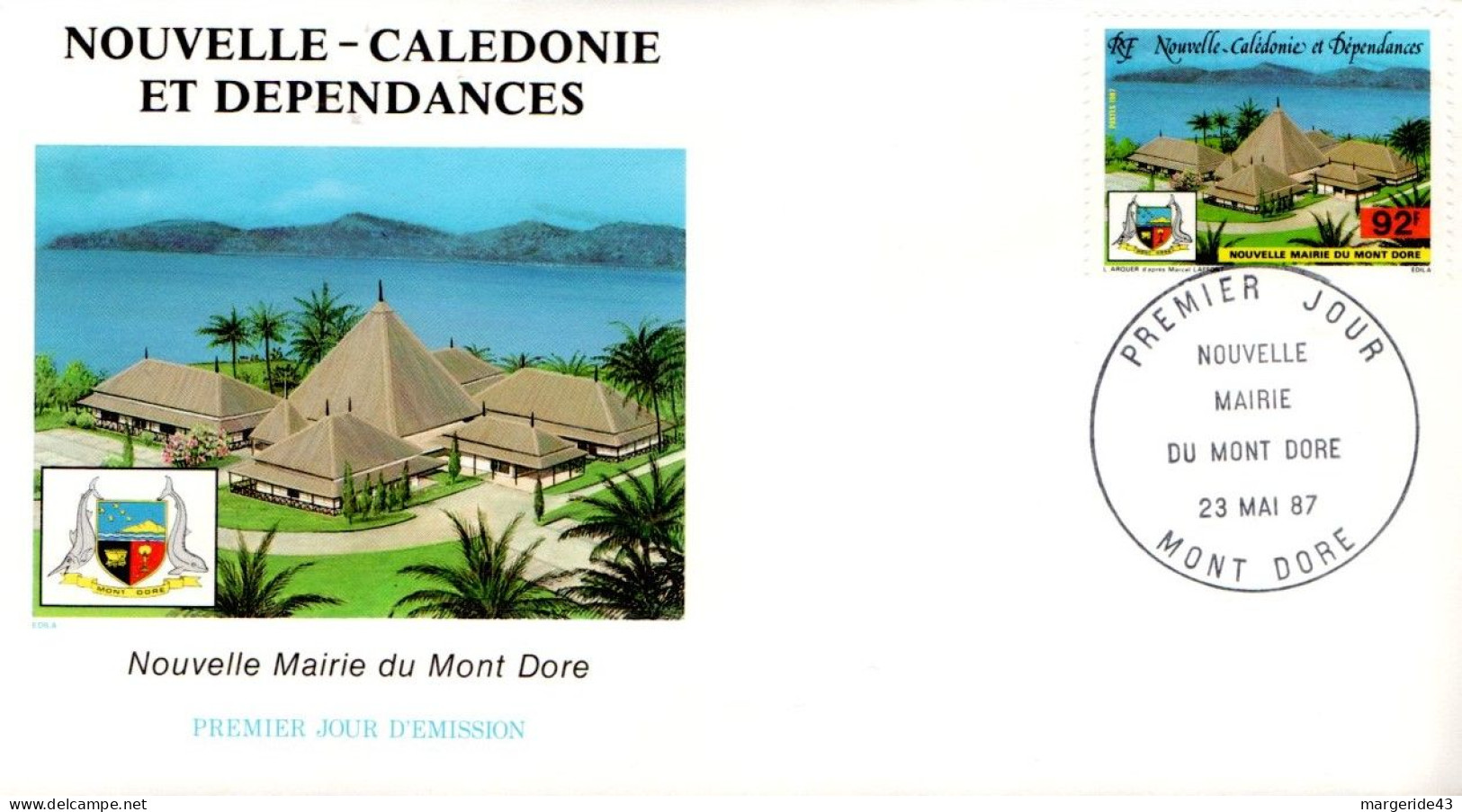 NOUVELLE CALEDONIE FDC 1987 NOUVELLE MAIRIE DU MONT DORE - FDC